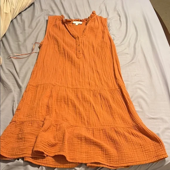 Madison Grey Dresses | Madison Grey Orange Sleeveless Ruffle Tier Dress | Color: Orange | Size: L | Emilia_Viscarra's Closet Madison Grey Dresses | Madison Grey Orange Sleeveless Ruffle Tier Dress | Color: Orange | Size: L | Emilia_Viscarra's Closet
